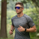 Óculos de Sol Velocity Esportivo Preto e Azul | Proteção UV 400